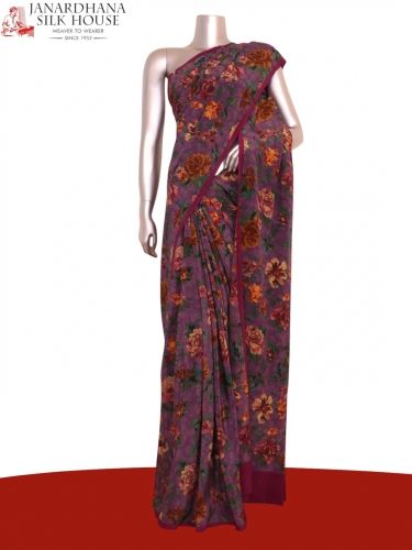 Floral  Pure Crepe Silk Saree